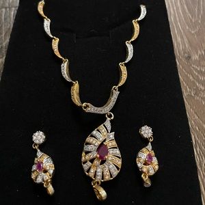 Gold & Silver Necklace & Earrings Set